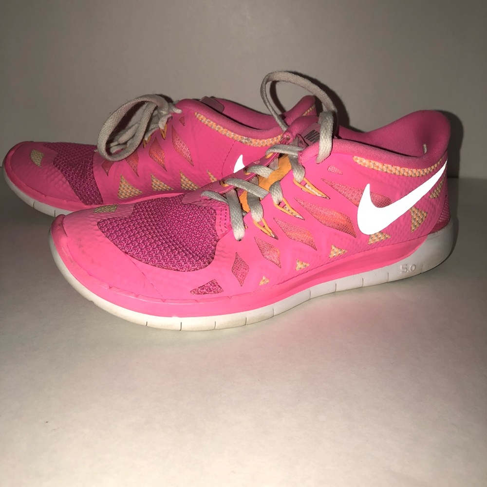 Pink and orange NIKE FREE RUNS 5.0